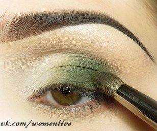 Красивый урок макияж с использованием зеленых теней