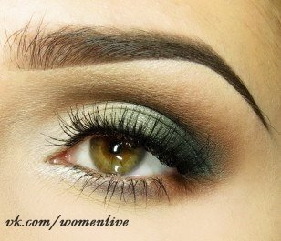 Красивый урок макияж с использованием зеленых теней