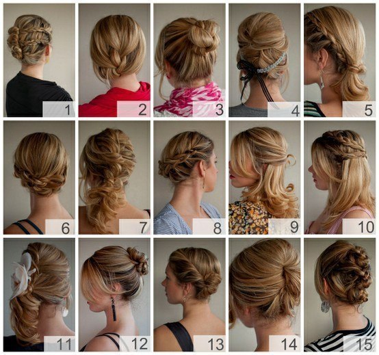 15 вариантов укладки на волосы средней длины.