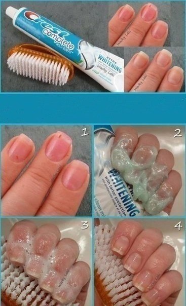 Зубная паста отлично отбеливает пожелтевшие ногти после ОДНОГО применения!