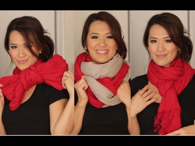 Как стильно носить шарфы, платки, палантины: множество вариантов в видео-инструкциях